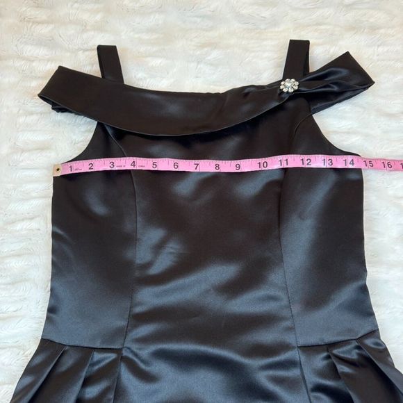 Jessica McClintock Black Satin Tulle Mini Dress - Picture 6 of 11